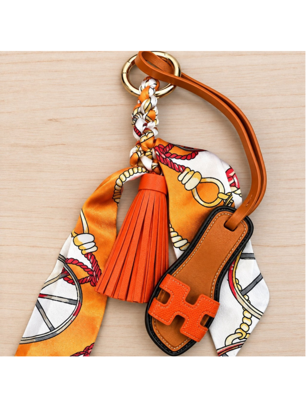 Orange Twilly Sandal Bag Charm with Tassel